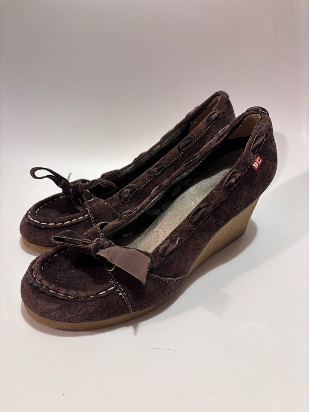 Y2K Boho Brown Suede Wedge Heels